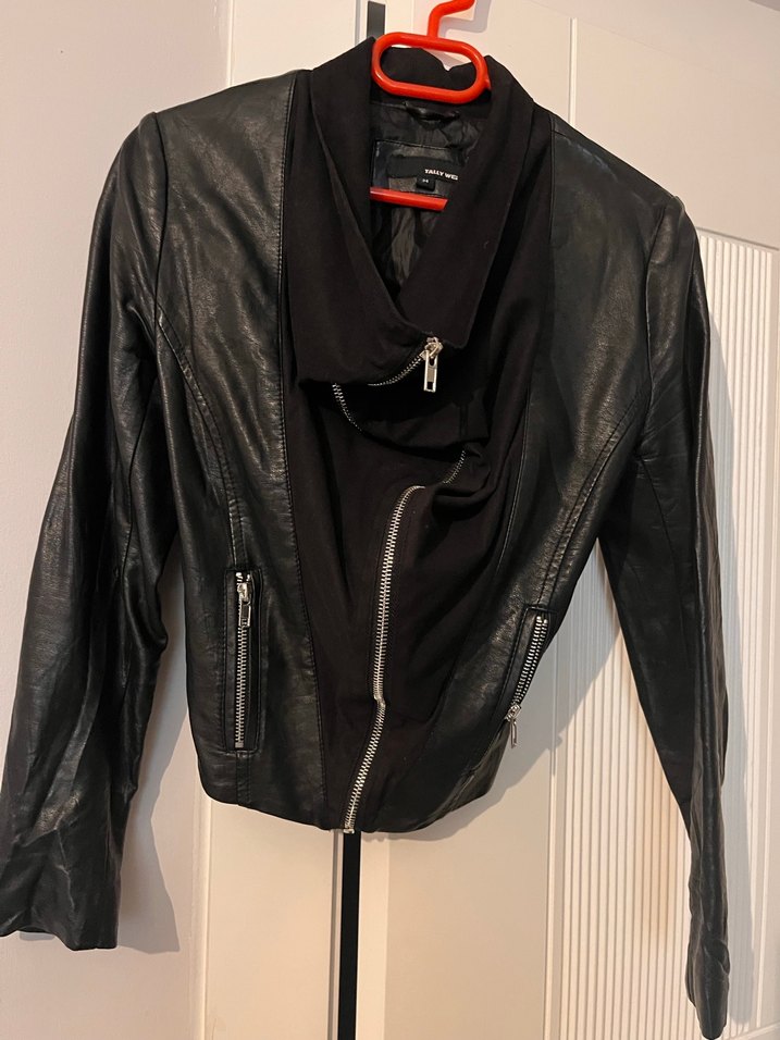 Deri Siyah Biker Ceket - Görsel 4