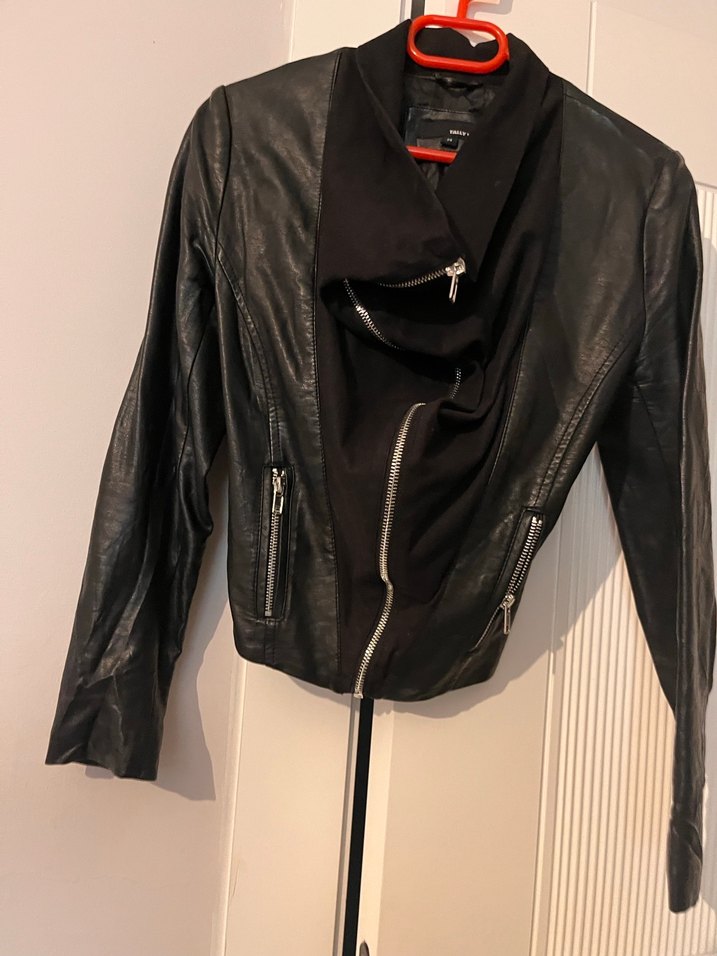 Deri Siyah Biker Ceket - Görsel 3