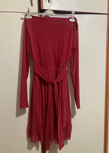 Kırmızı Bohem Uzun Kollu Kadın Elbise - Görsel 6