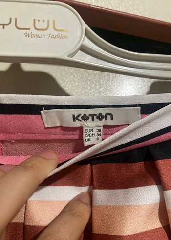 Çizgili Piliseli Midi  Etek - Görsel 2