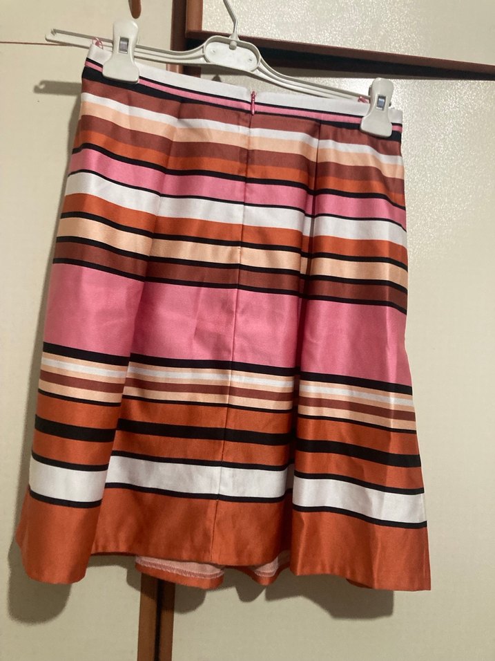 Çizgili Piliseli Midi  Etek - Görsel 3