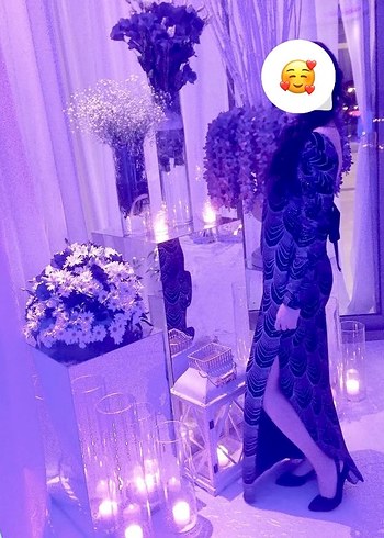 Bol taşlı  Siyah Uzun abiye elbise - Görsel 3