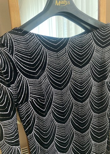 Bol taşlı  Siyah Uzun abiye elbise - Görsel 9