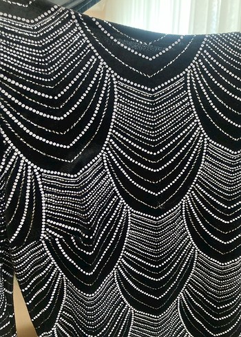 Bol taşlı  Siyah Uzun abiye elbise - Görsel 8