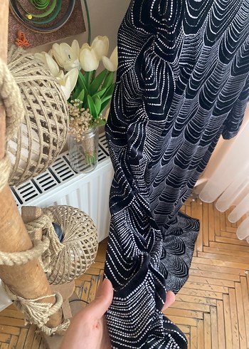 Bol taşlı  Siyah Uzun abiye elbise - Görsel 7