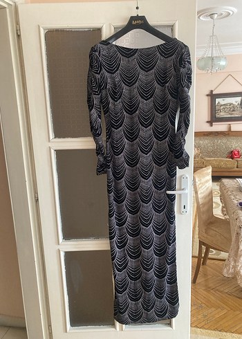 Bol taşlı  Siyah Uzun abiye elbise - Görsel 6