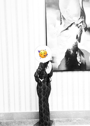 Bol taşlı  Siyah Uzun abiye elbise - Görsel 2