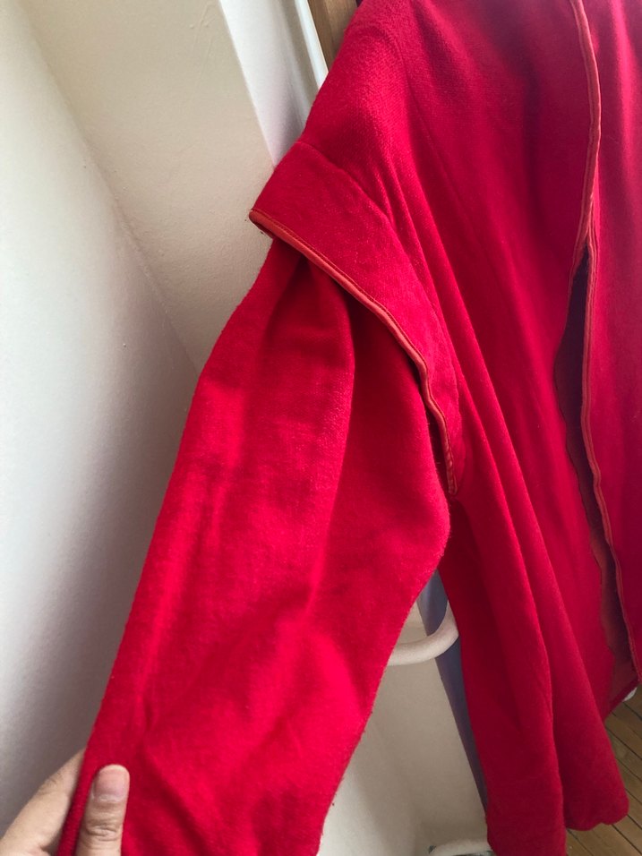 Uzun Kırmızı Salaş Kadın kaban - Görsel 3