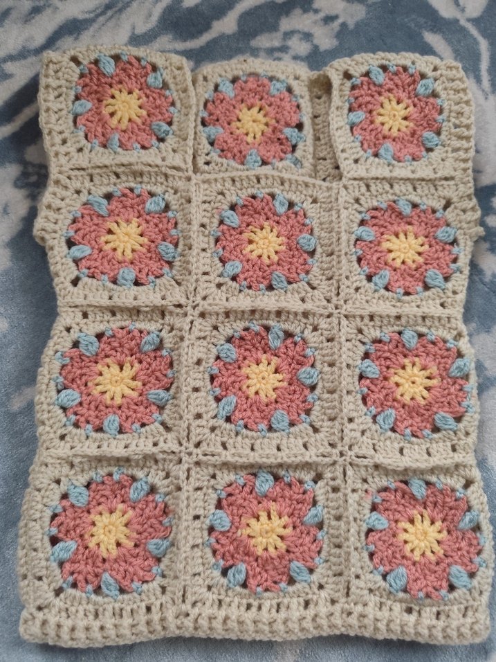 Çiçek Desenli Pastel Renkli Örgü Çocuk süveteri - Görsel 2