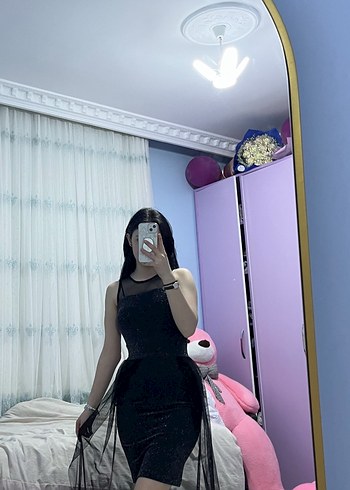 Siyah Transparan Gotik Midi Elbise