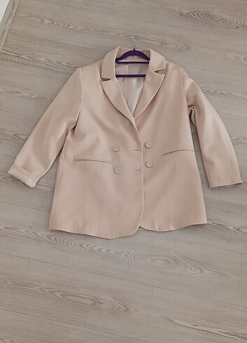 Blazer ceket bej salaş duruş 