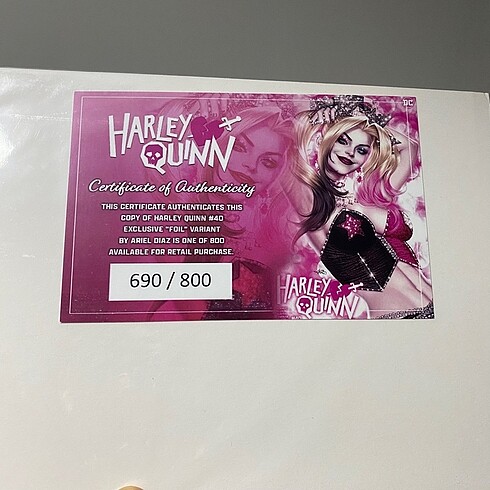 Beden HARLEY QUINN 40 ARIEL DIAZ VARIANT 800 LIMITED + COA
