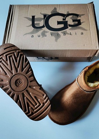 diğer Beden UGG Kahverengi Süet Kürklü Kadın Dolgu Topuk Bot