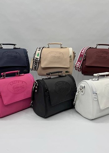 Beden pembe Renk Lacoste Pembe Deri Kadın Çanta