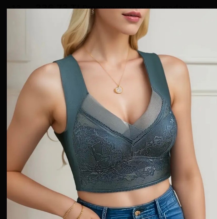 Siyah Goth Midi Spor Sütyeni - Görsel 2