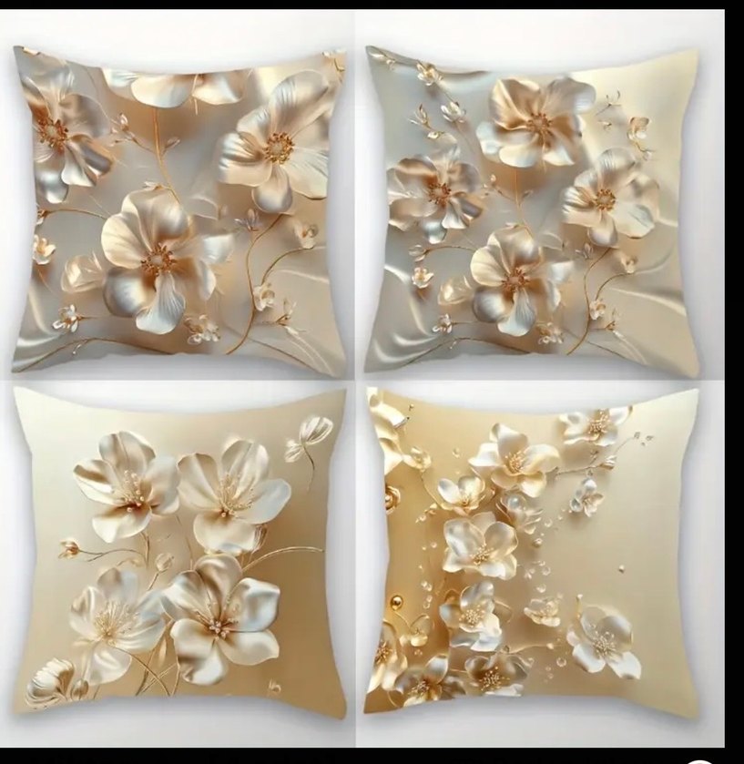 Çiçek Desenli Beyaz Modern Dekoratif Kırlent kılıfları - Görsel 2