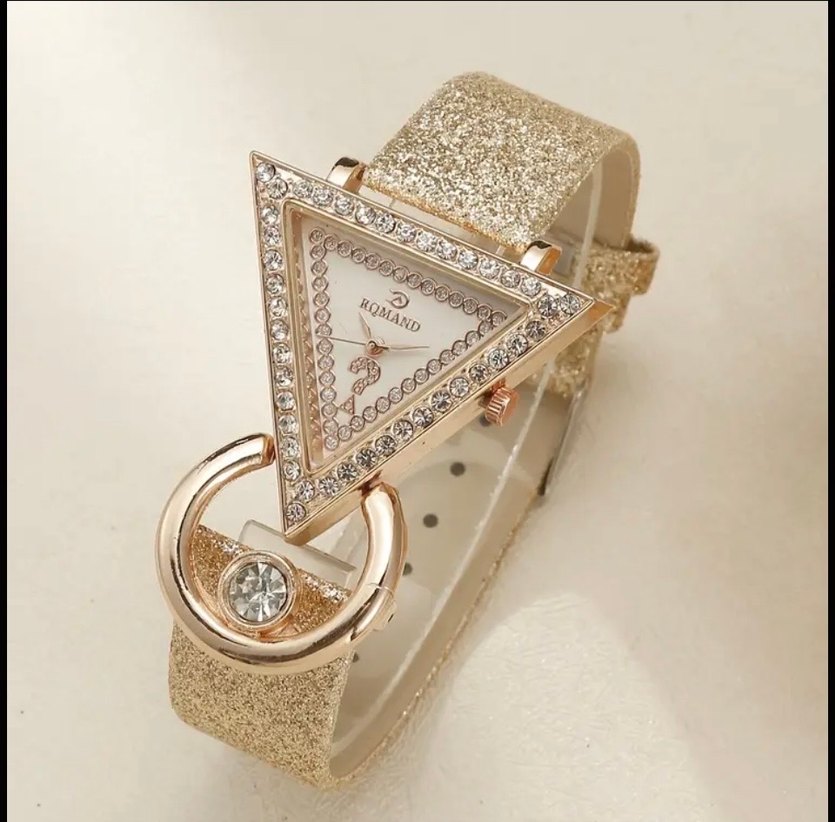 Altın Renkli Üçgen Kadın Kol Saati - Görsel 2