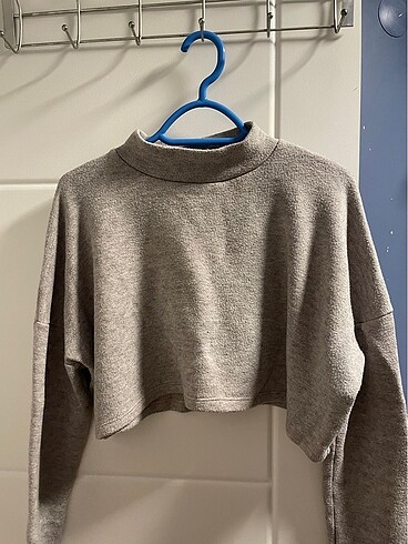 stradivarius crop yarım yaka kazak