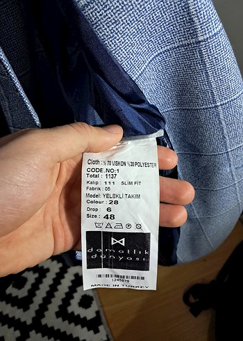 Erkek  açık mavi Ekose Kesim Takım Elbise - Görsel 4