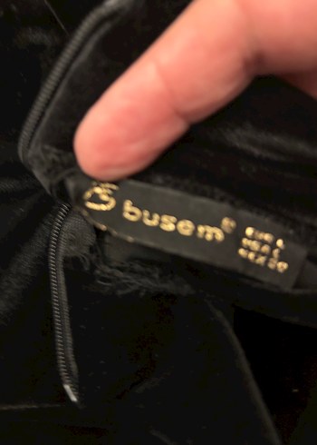 Siyah kadife Kısa Kollu Hamile Tişört - Görsel 3