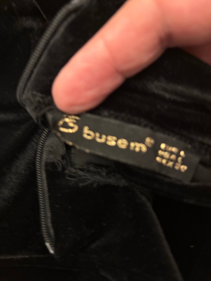 Siyah kadife Kısa Kollu Hamile Tişört - Görsel 3