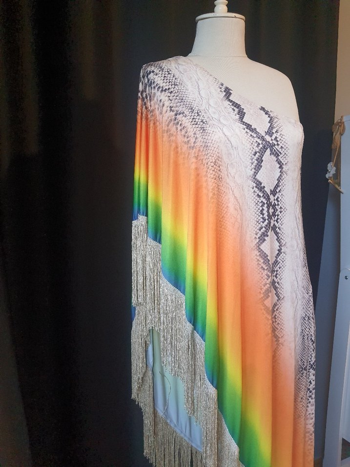 Renkli Batik Desenli Askısız Parti Elbisesi - Görsel 4