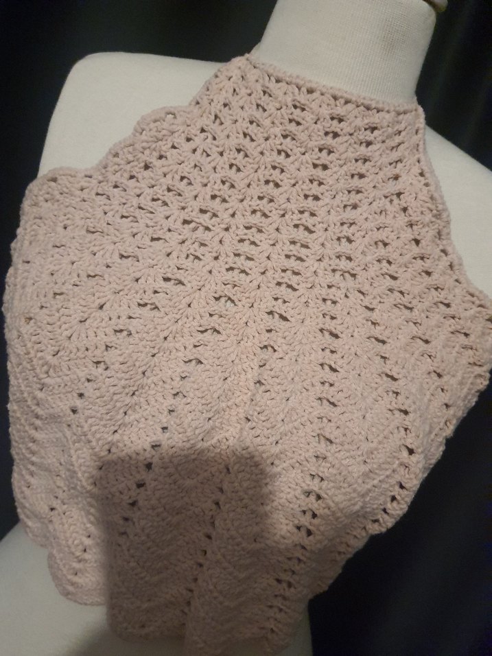 Bej Dantel Detaylı Kısa Tığ Örgü Büstiyer - Görsel 2