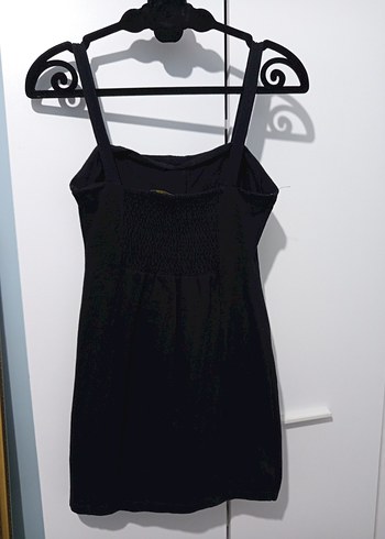 Düğmeli Siyah Mini Elbise - Görsel 2