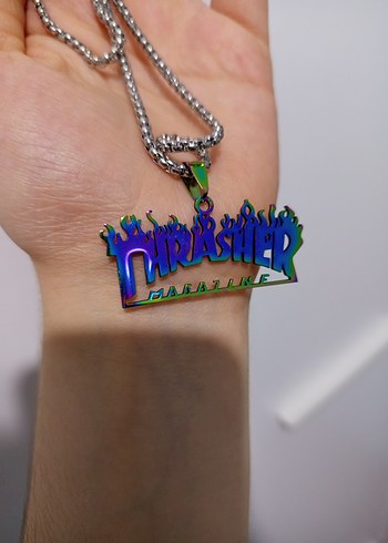 Renkli Thrasher Yazılı Erkek/Kadın Kolye - Görsel 3