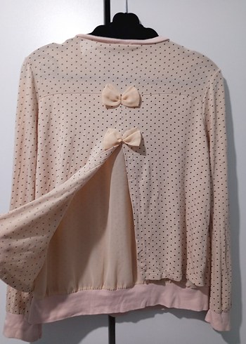 Bebek pembesi Puantiyeli Uzun Kollu Düğmeli Hırka - Görsel 5