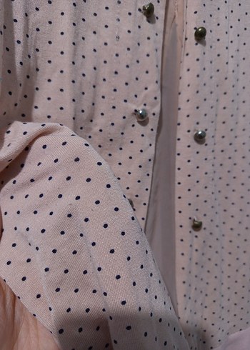 Bebek pembesi Puantiyeli Uzun Kollu Düğmeli Hırka - Görsel 3