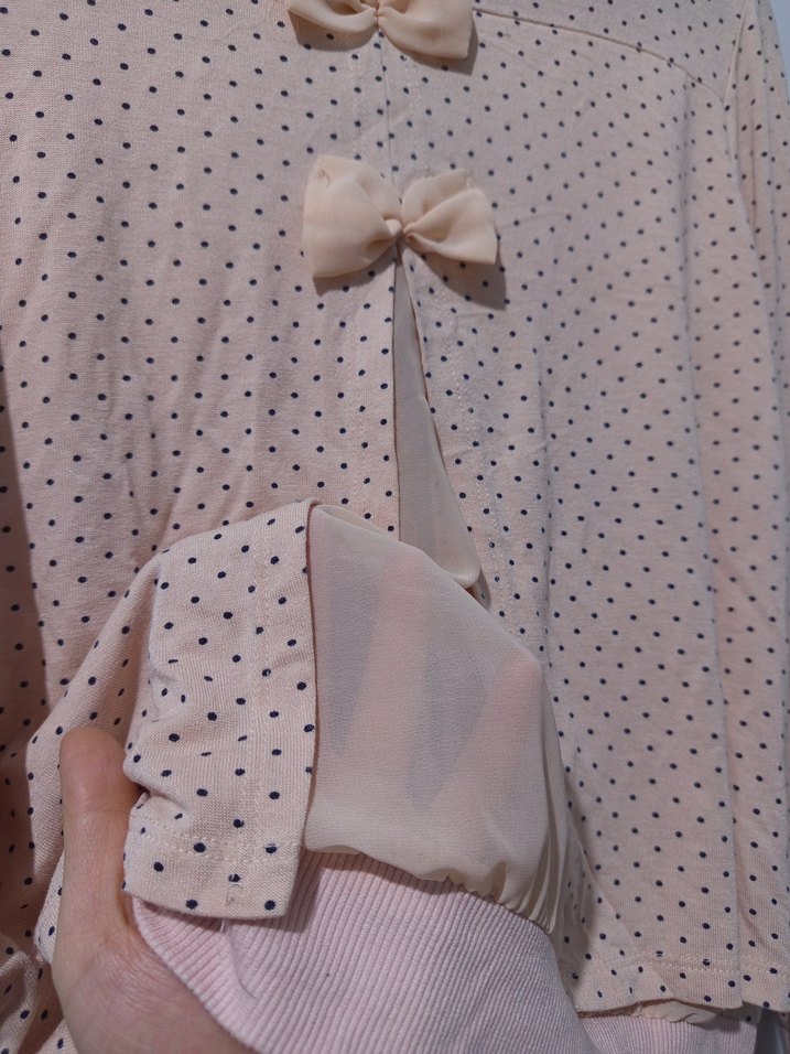 Bebek pembesi Puantiyeli Uzun Kollu Düğmeli Hırka - Görsel 4