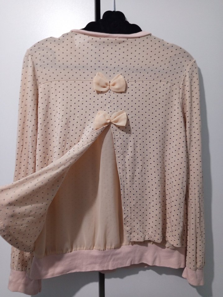 Bebek pembesi Puantiyeli Uzun Kollu Düğmeli Hırka - Görsel 5