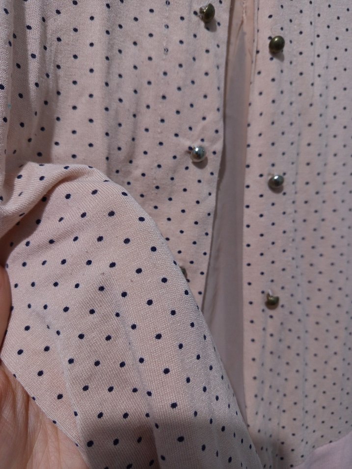 Bebek pembesi Puantiyeli Uzun Kollu Düğmeli Hırka - Görsel 3