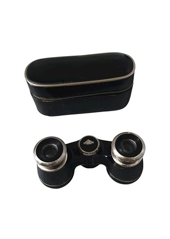 Vintage Hertel Reuse Siyah Klasik Opera Dürbün ve Kılıfı - Görsel 2