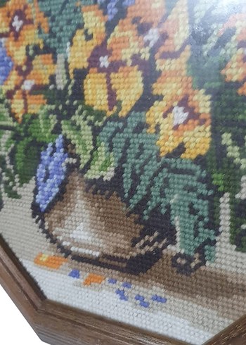 Vintage Ahşap Çerçeveli Goblen Tablo - Görsel 3