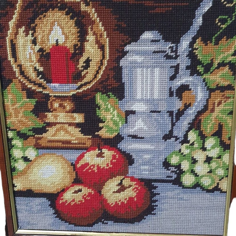 Vintage Ahşap Çerçeveli Goblen Tablo - Görsel 2