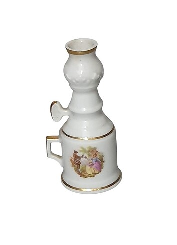 Vintage Fransız Limoges Gaz Lambası Formunda Şamdan