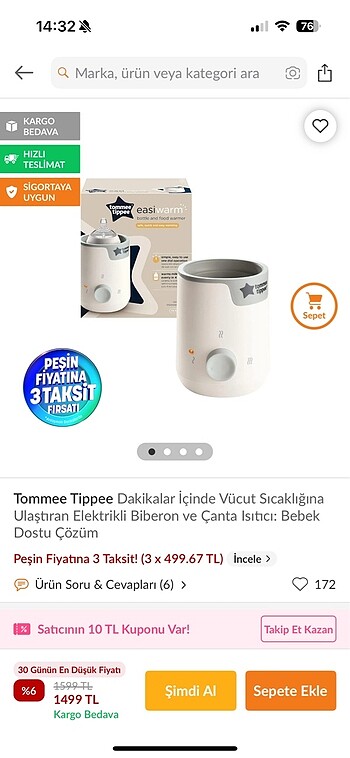 Beden Tommee tippee biberon ısıtıcısı
