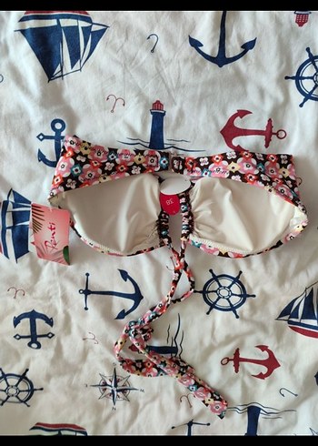 Çiçek Desenli Renkli Bohem Bikini Üstü - Görsel 2
