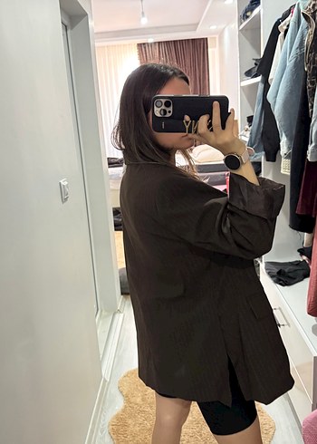 Fred Perry Deri Kahverengi Midi Kadın Blazer Ceket