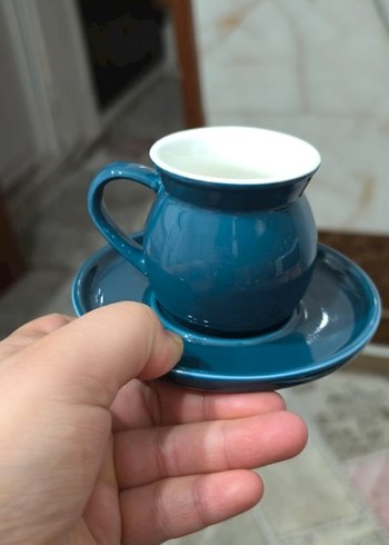 Koyu Mavi Seramik Fincan ve Tabak - Görsel 3