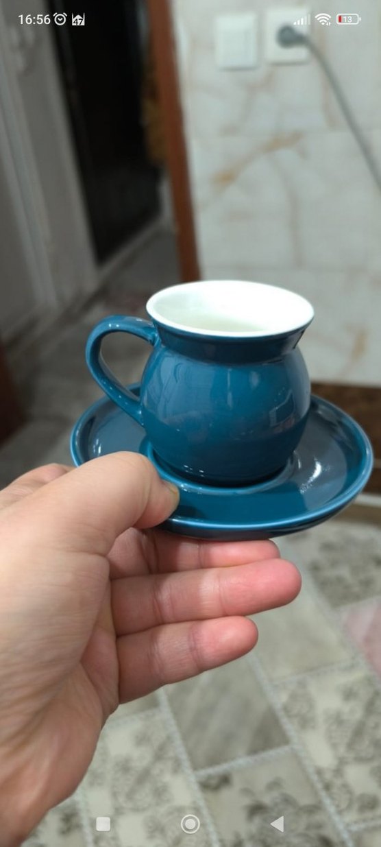 Koyu Mavi Seramik Fincan ve Tabak - Görsel 3