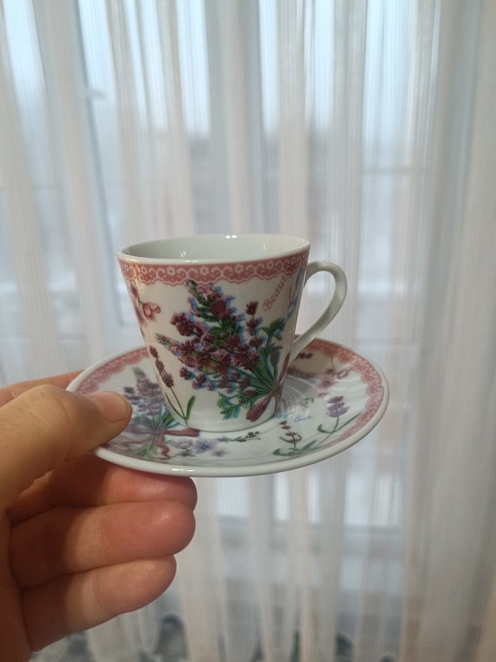 Çiçek Desenli Pastel Renkli Fincan ve Tabak 12 kişilik tir - Görsel 3