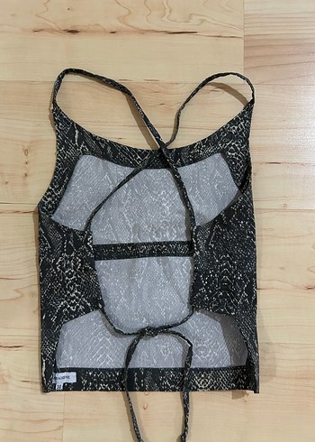 Diğer Gri Yılan Desenli İp Askılı Mini bady