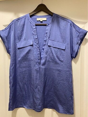 LOFT Mavi Lila Saten Bluz