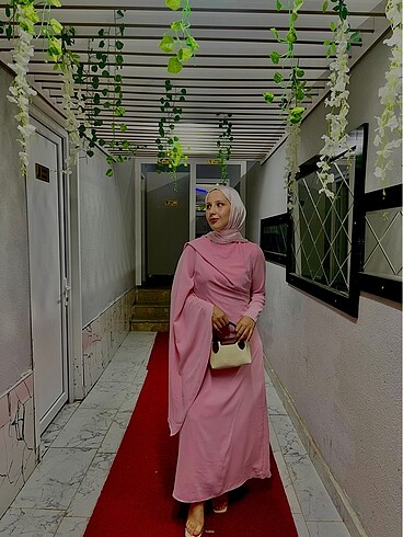 Trendyol modest pembe elbise