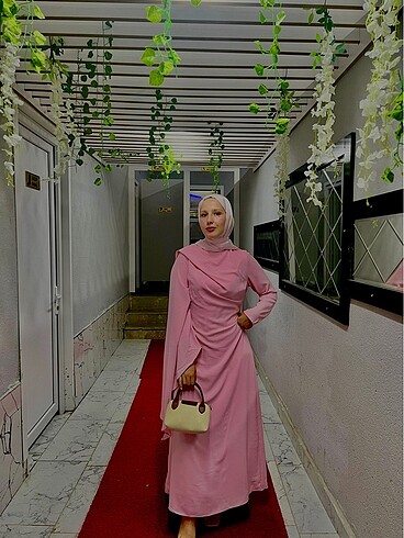 42 Beden Trendyol modest pembe elbise