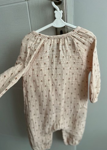 Düğmeli Bej Baskılı Bebek Kız Tulum - Görsel 3