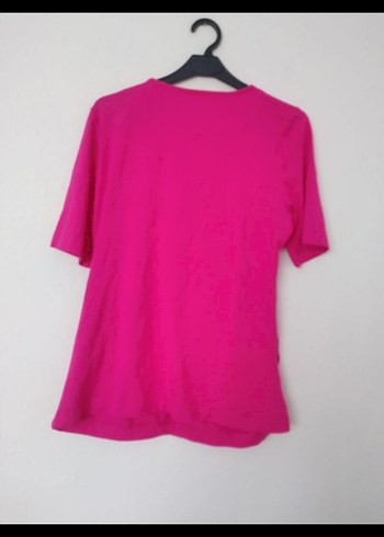 fuşya V Yaka kruvaze Kısa Kollu bluz - Görsel 6